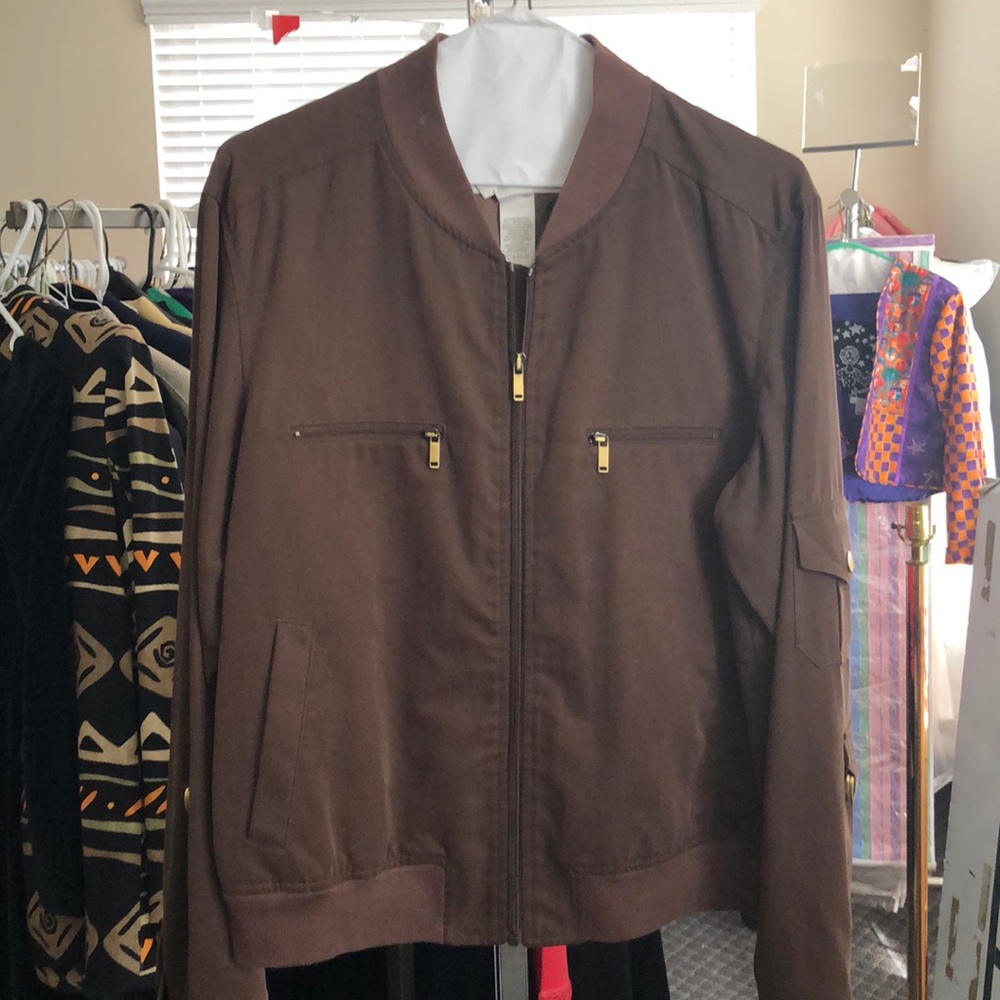 Brown bomber jacket